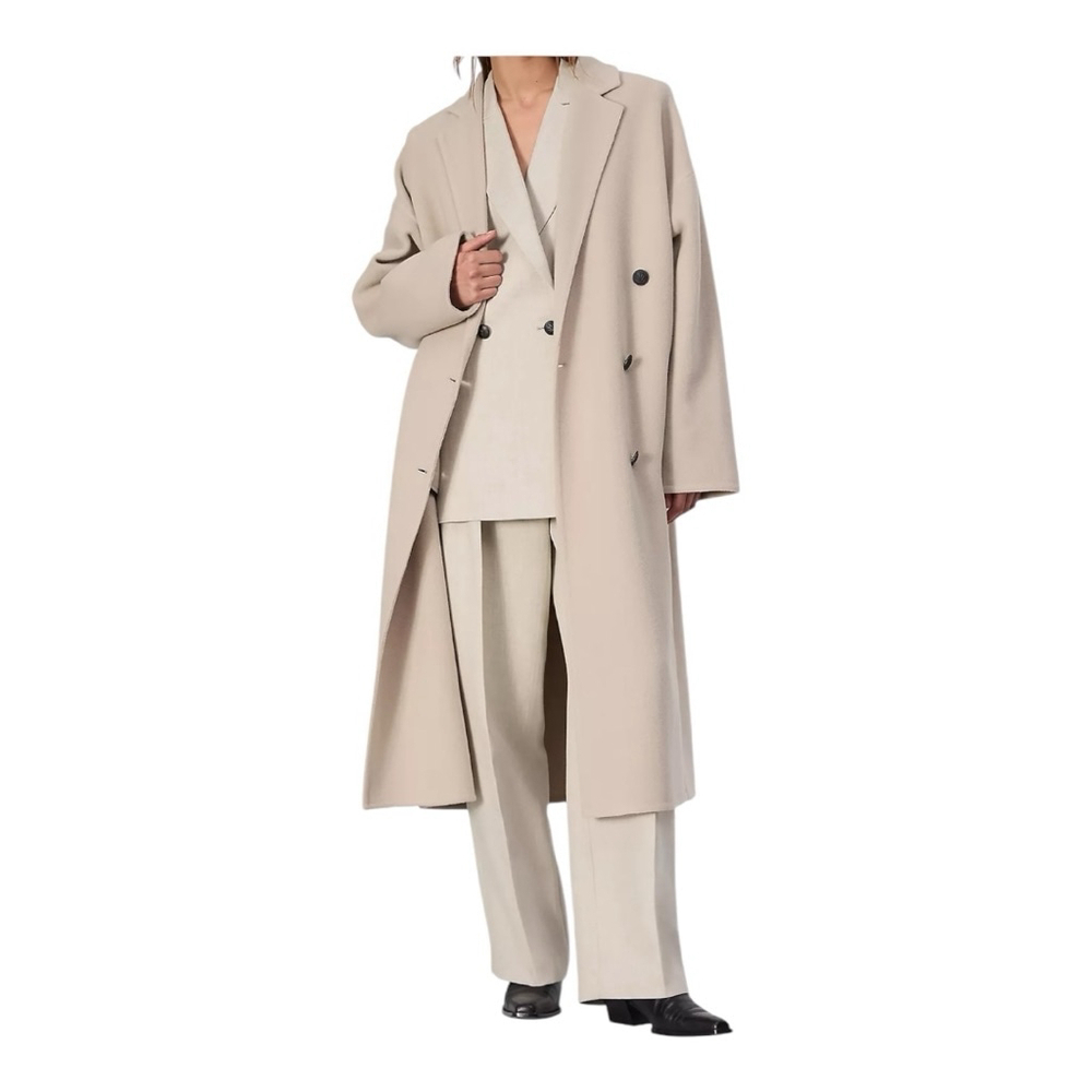 Rag & bone Thea Beige Wool Double-Breasted Coat Size Large - Picture 1 of 13
